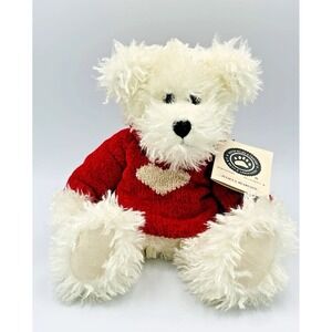 Boyds Bears Juliet‎ S Bearlove Plush White Shaggy Teddy Bear Red Heart Sweater